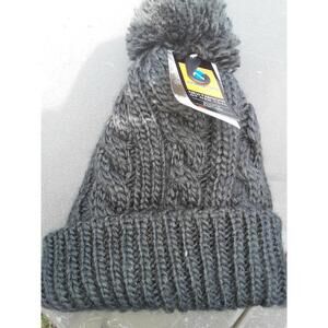 newhattan grey gray beanie pom pom winter hat bag409